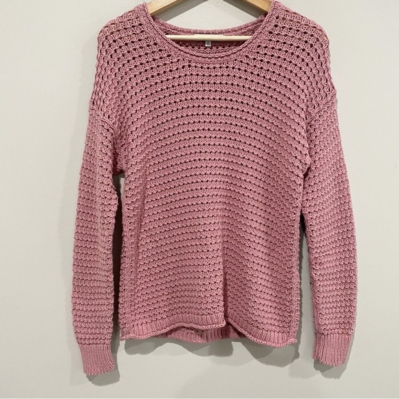 MADEWELL Open-Stitch Austen Pullover Sweater Berry Pink Coastal Beachy Size XS - Picture 2 of 11